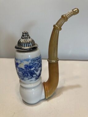 Vintage Avon Dutch Pipe Perfume Bottle Milk Glass Tai Winds Cologne Partial
